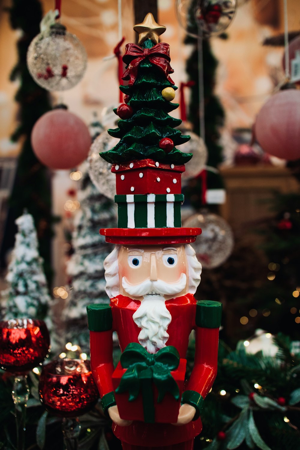 red and white snowman figurine