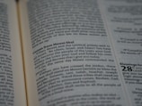 An open book with visible text, focusing on a passage that discusses blessings and curses from Mount Ebal. The text is clear, with headings to delineate sections.