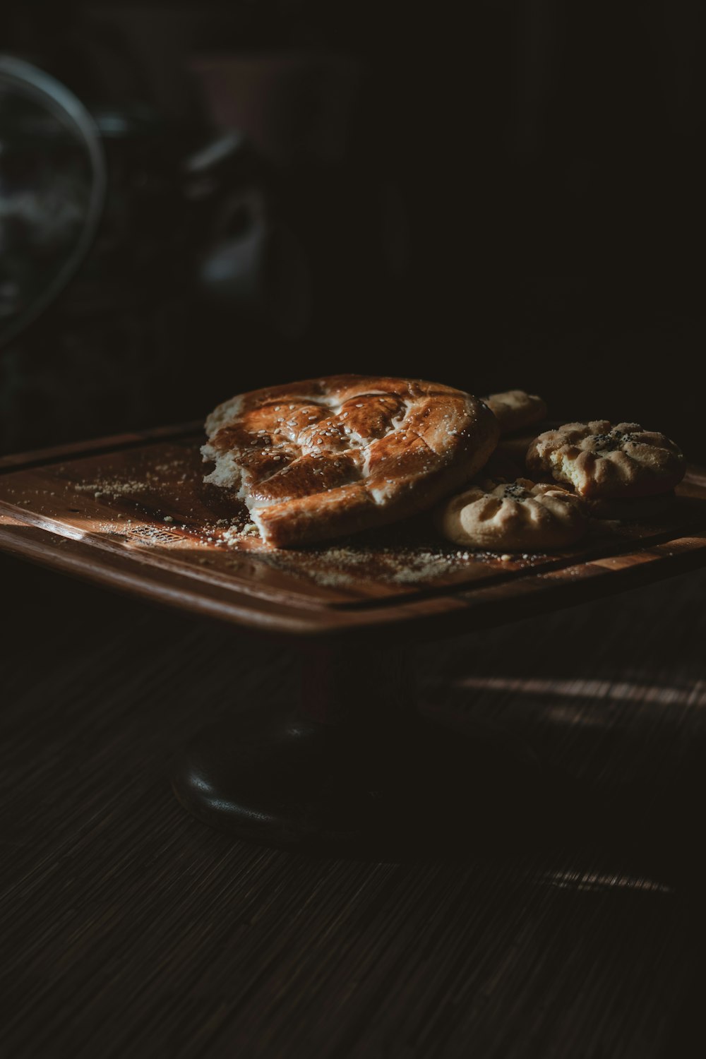 brown pastry on silver tray