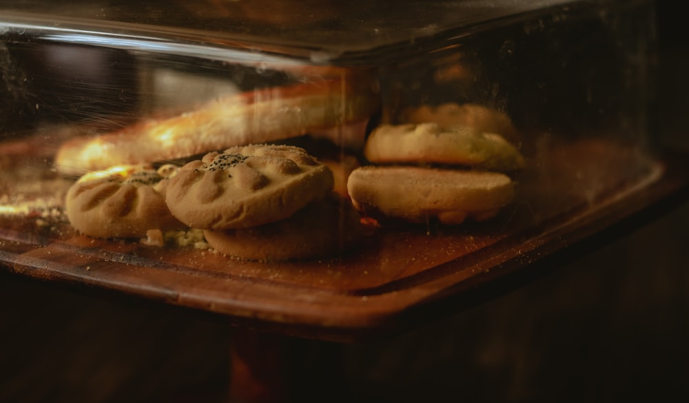 a close up of a tray of food on a table