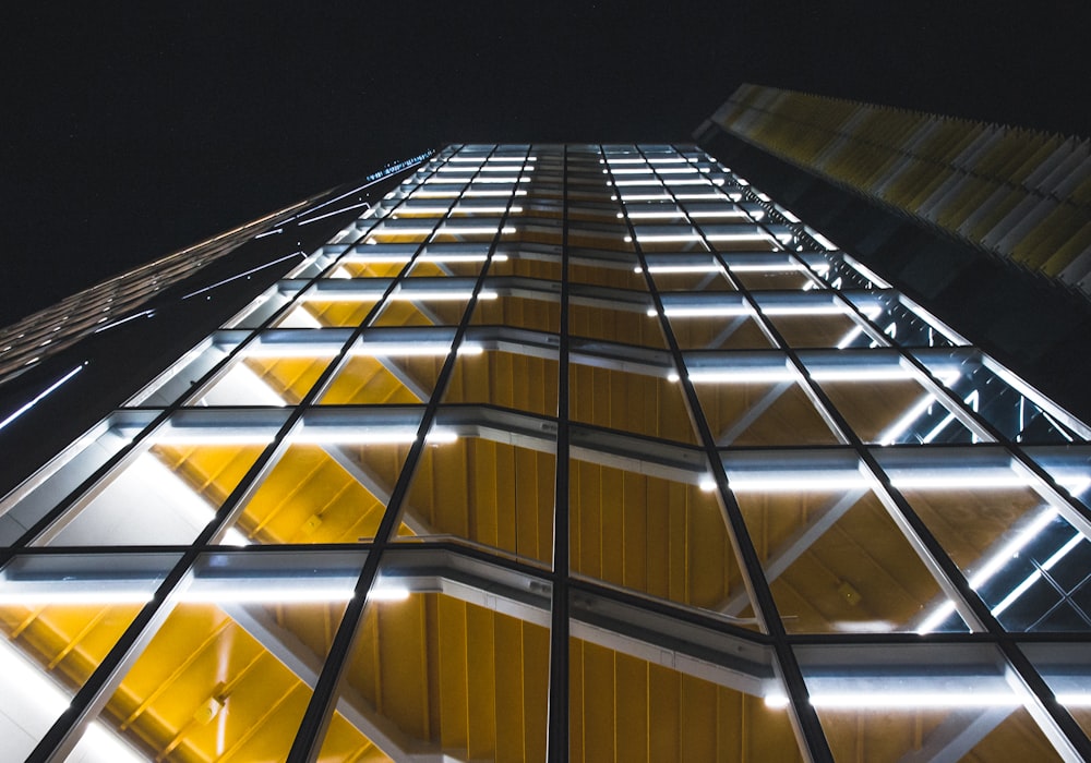 white and black glass building