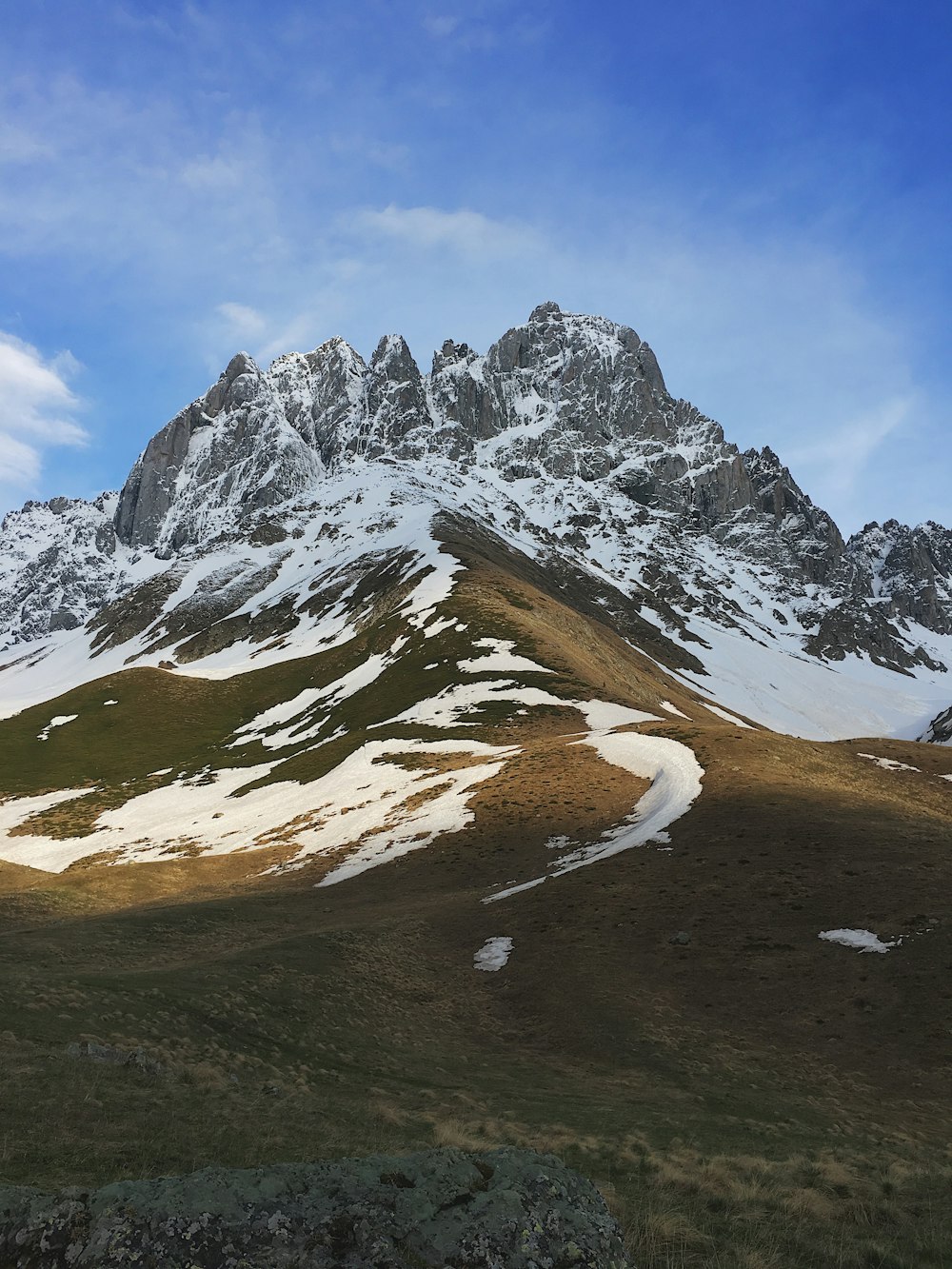 snow covered mountain during daytime