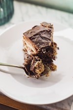 chocolate cake on white ceramic plate