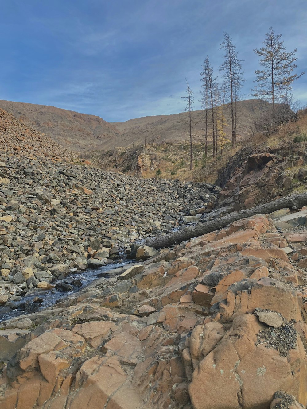 rocky river between brown mountains under blue sky during daytime