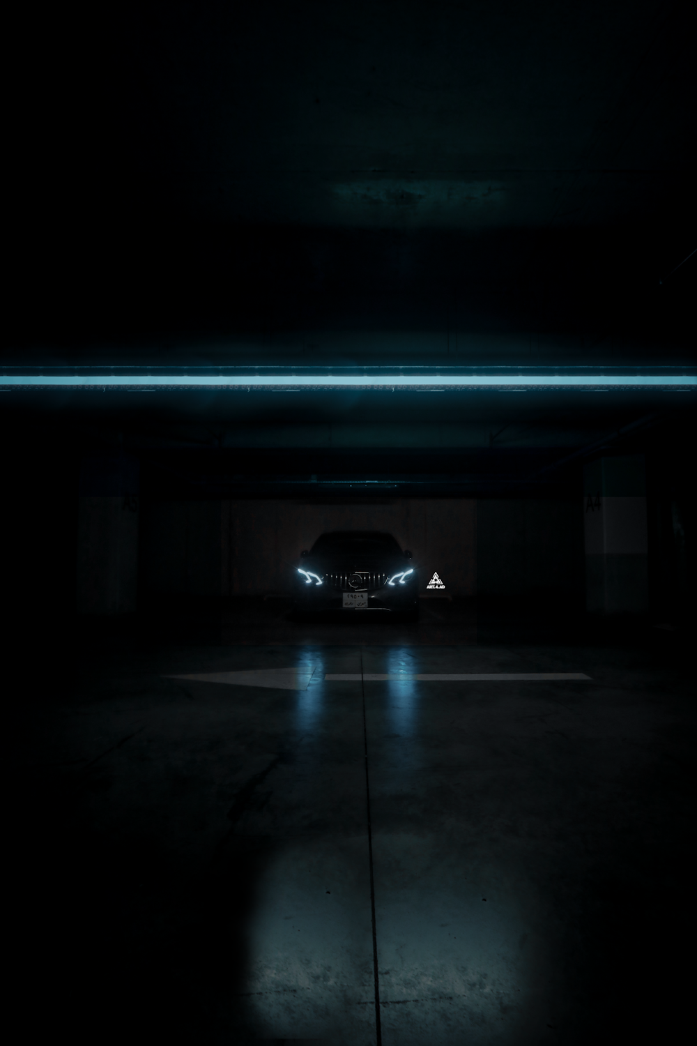 black car in a tunnel