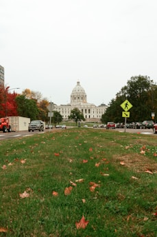 white and red flowers on green grass field near white concrete building during daytime