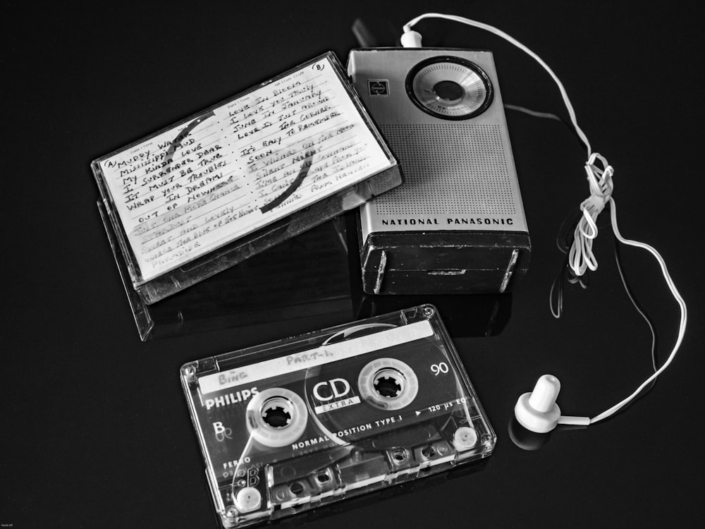grayscale photo of vintage radio