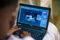 Candidate creating a profile on a laptop