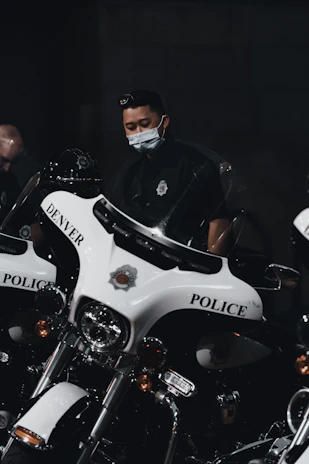 Close-up of modern law enforcement equipment funded by the Aurora Police Foundation displayed in the police department.