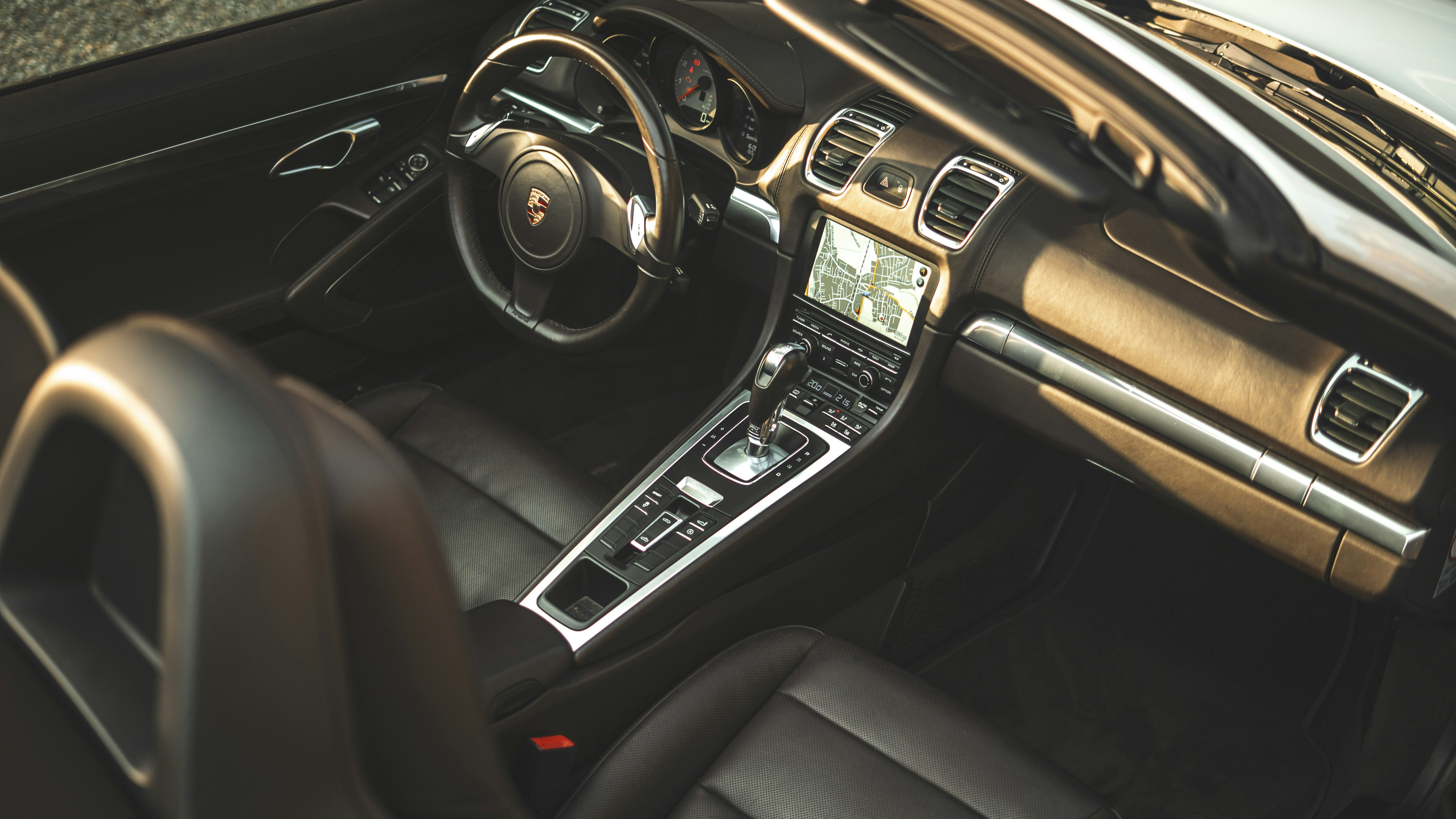 black-and-brown-car-interior