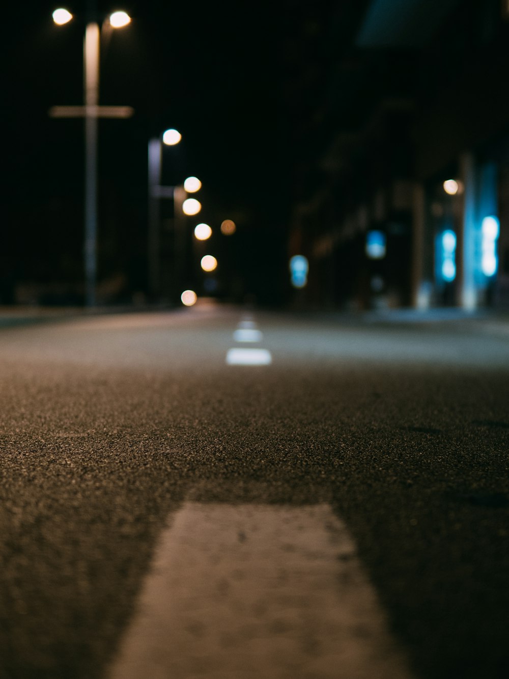 black asphalt road during night time