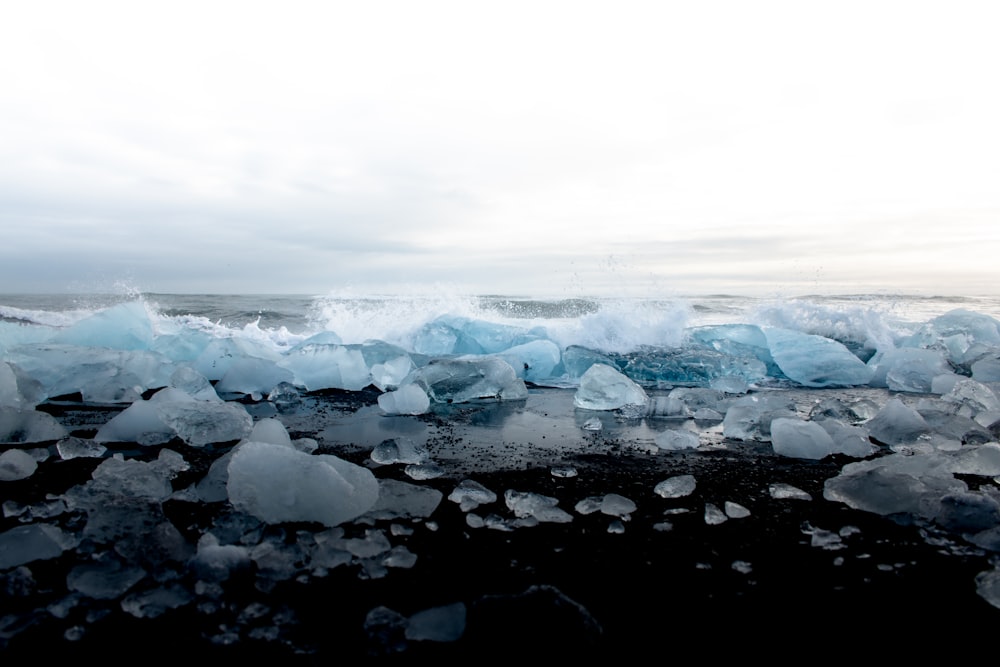 ice blocks on the ground