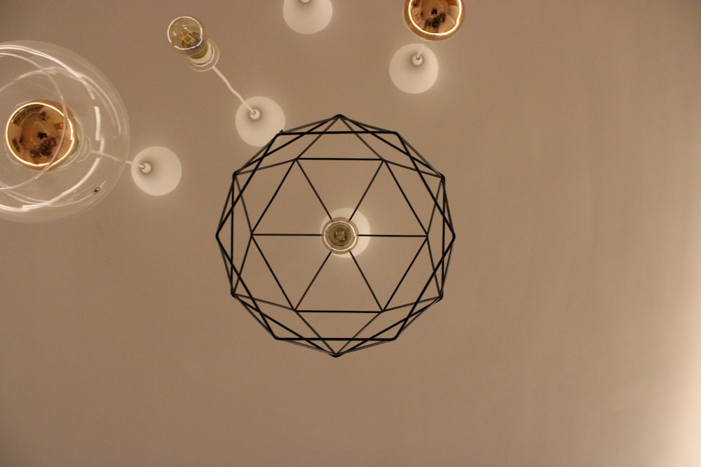 white and silver round ceiling lamp