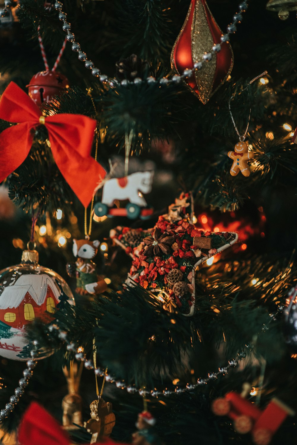 red and white christmas ornament