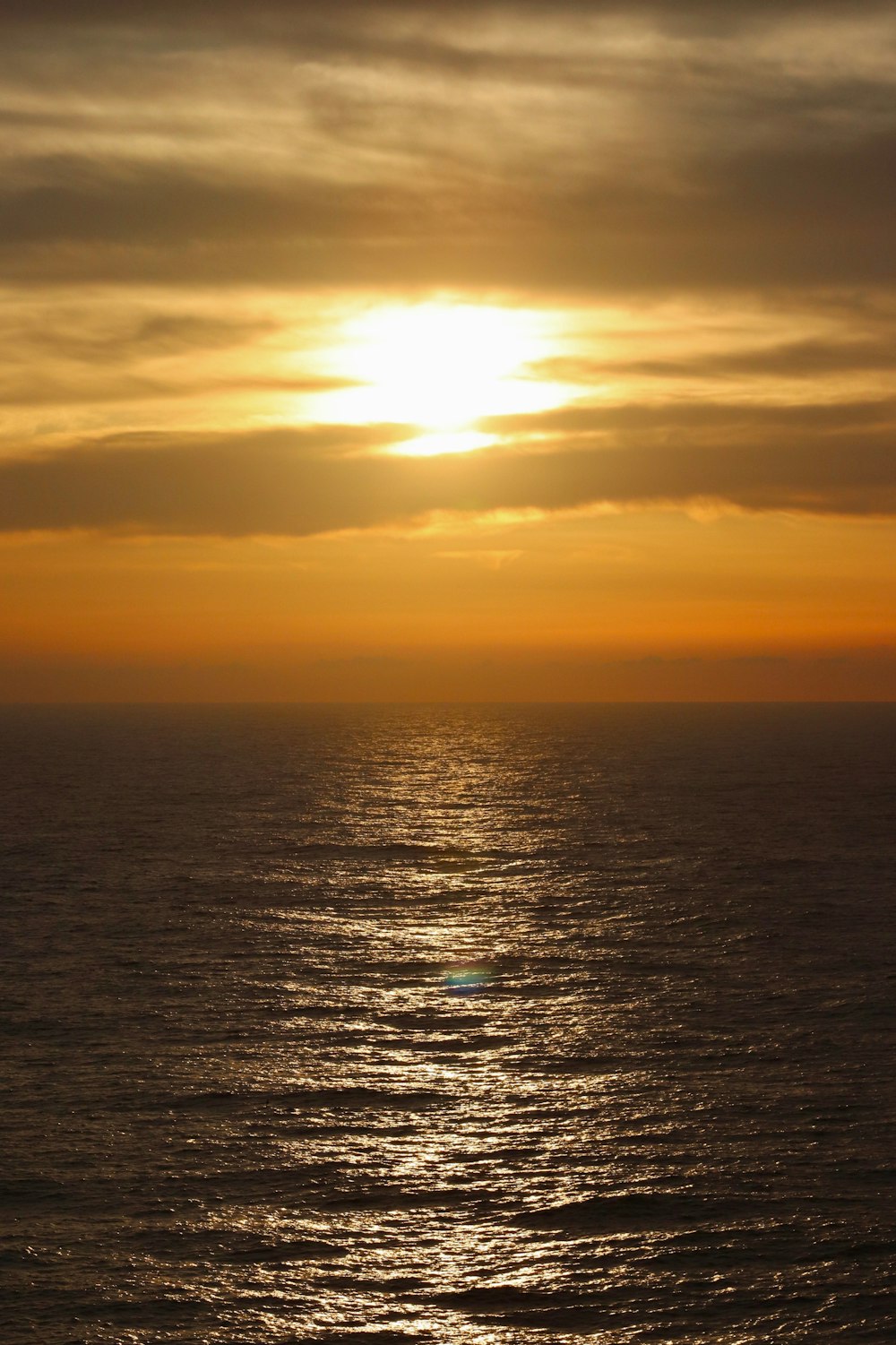 body of water during sunset