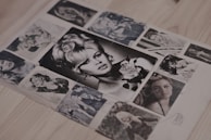 Set of before and after photos arranged elegantly on a black and gold background