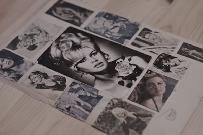 Close-up of vintage photographs from women's memoir collections curated by Anahita.