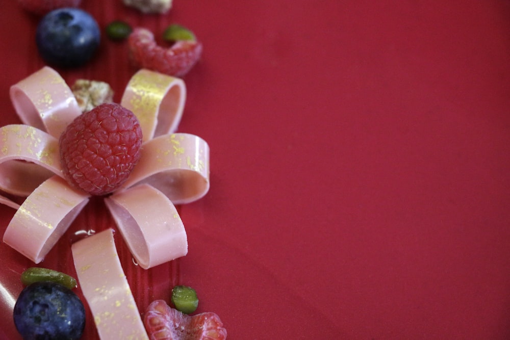 white and red flower petals