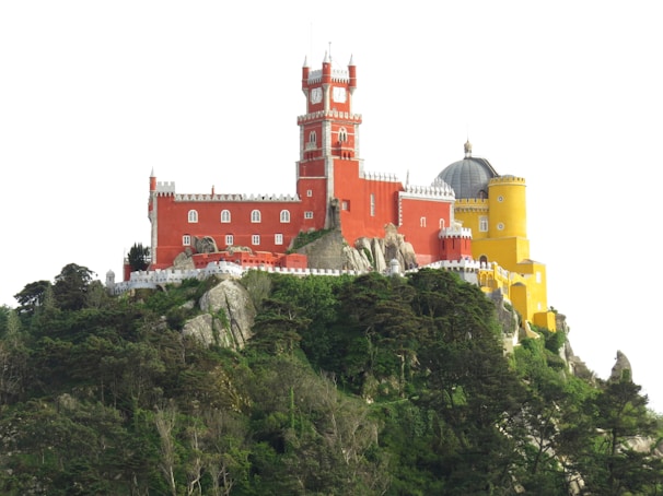 A colorful castle built from interlocking building blocks with intricate towers and walls.