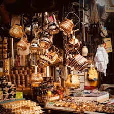 brown and white hanging decor