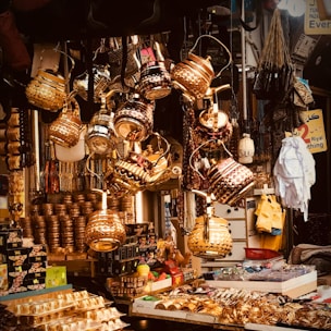 brown and white hanging decor