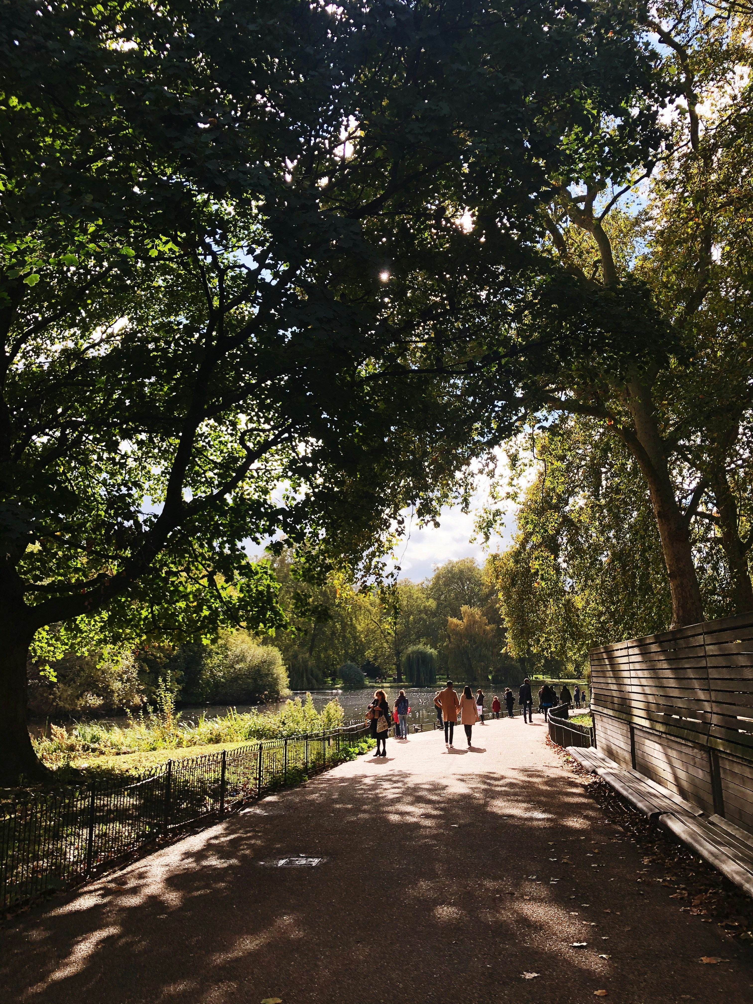 Gente caminando por el parque durante el día