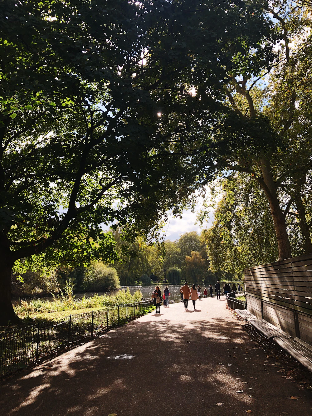 People walking through a London park