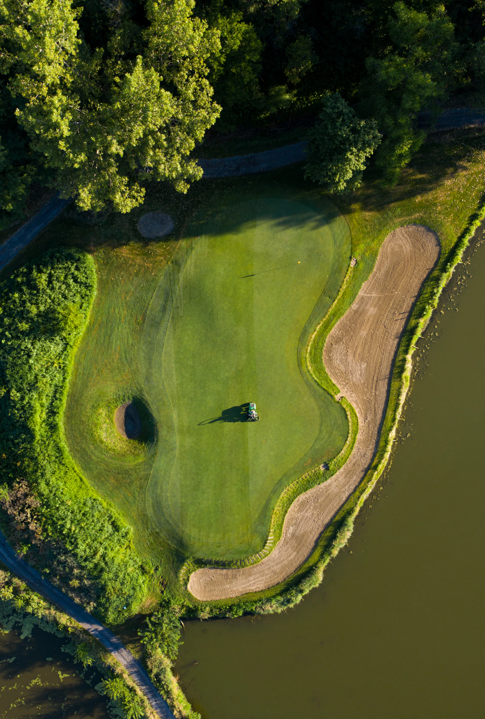 Golf course fairway at sunrise