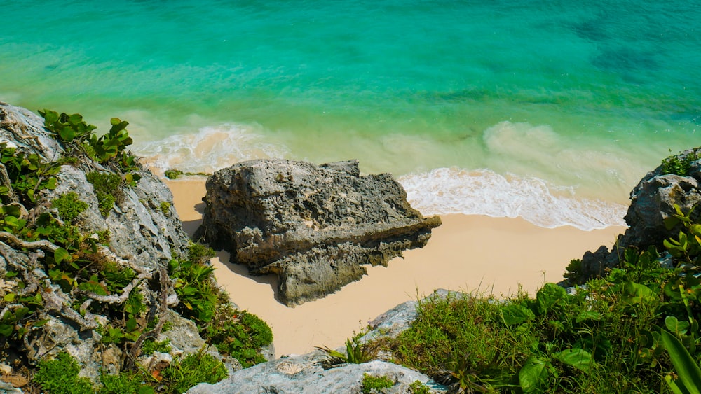 gray rock formation on seashore during daytime