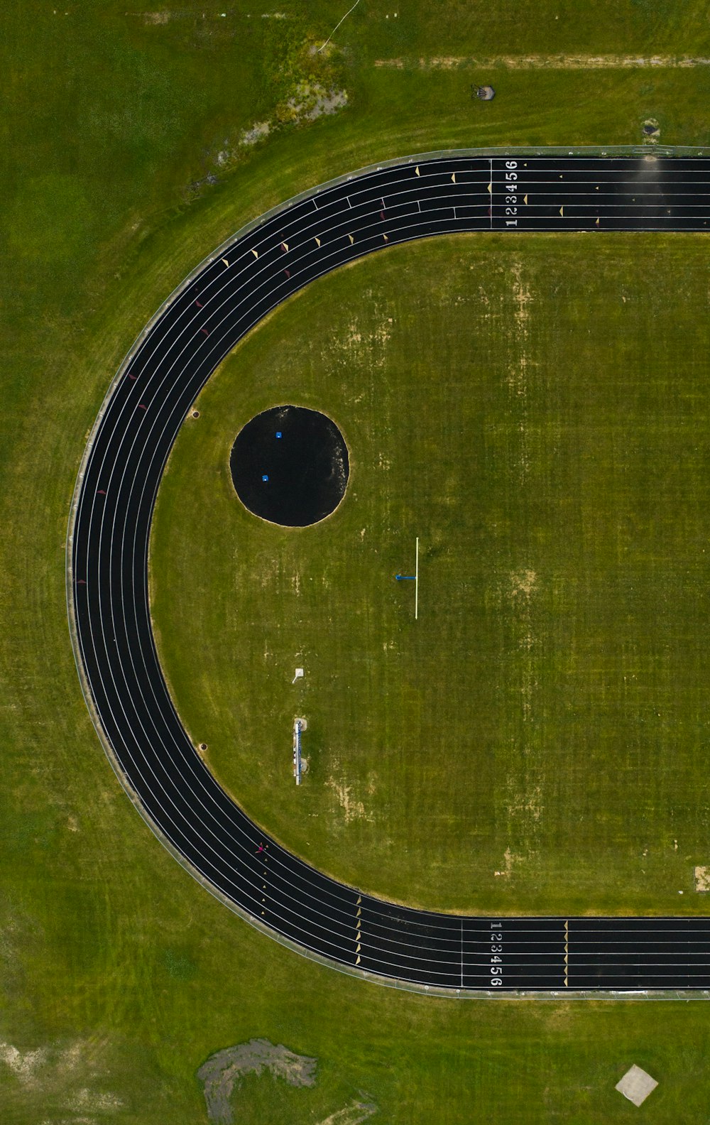 aerial view of green field