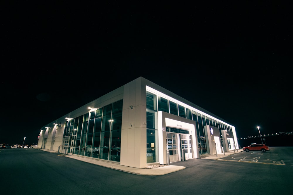 white concrete building during night time