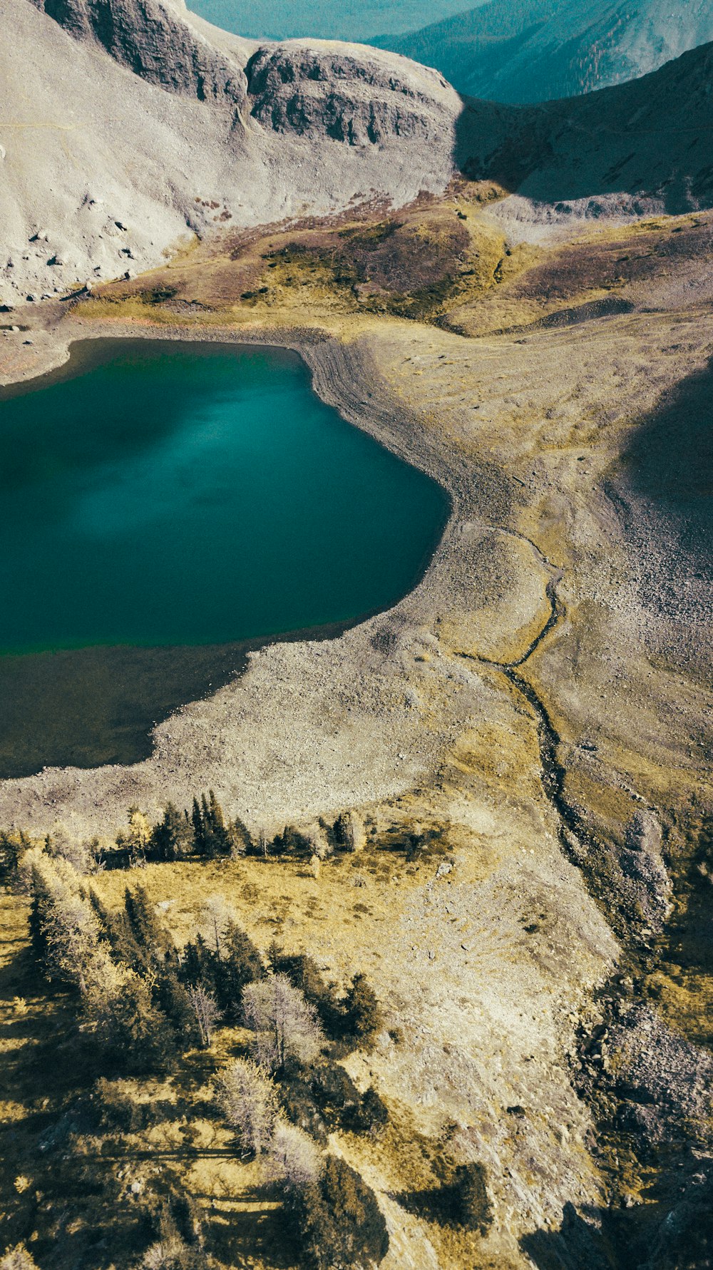 aerial view of lake during daytime