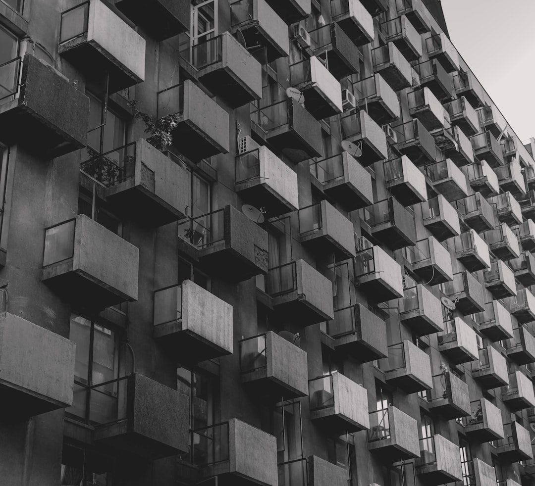 black and white concrete building