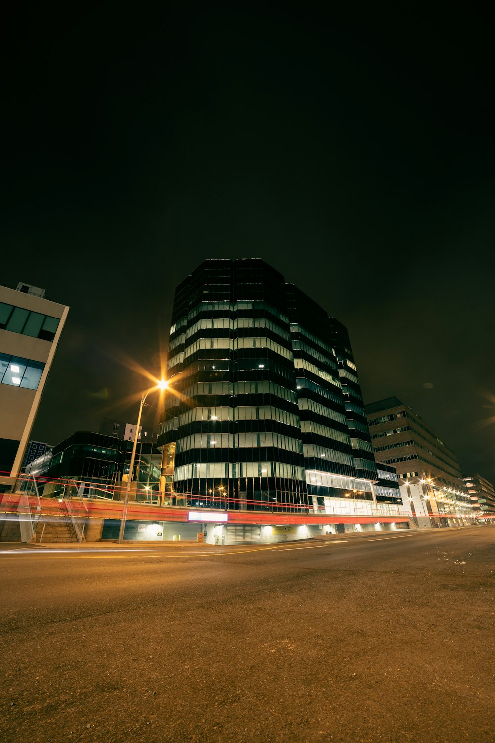 white and black concrete building during night time