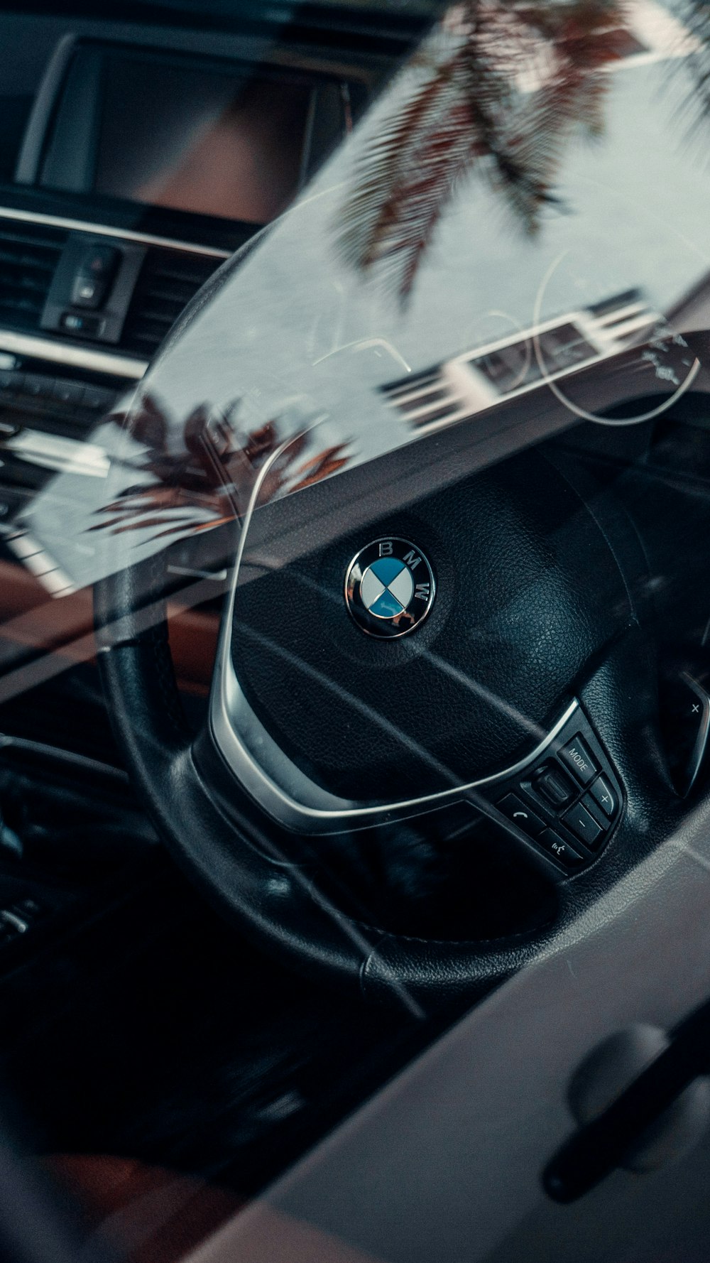 black bmw car steering wheel