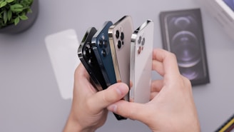 person holding white and black iphone case