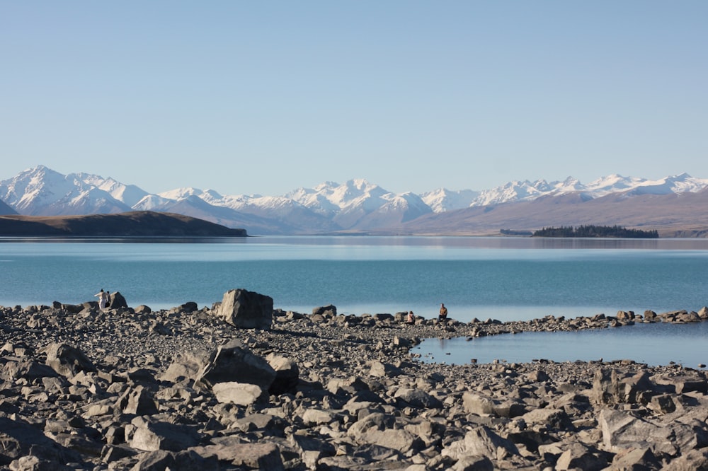 Rocas marrones cerca del cuerpo de agua durante el día