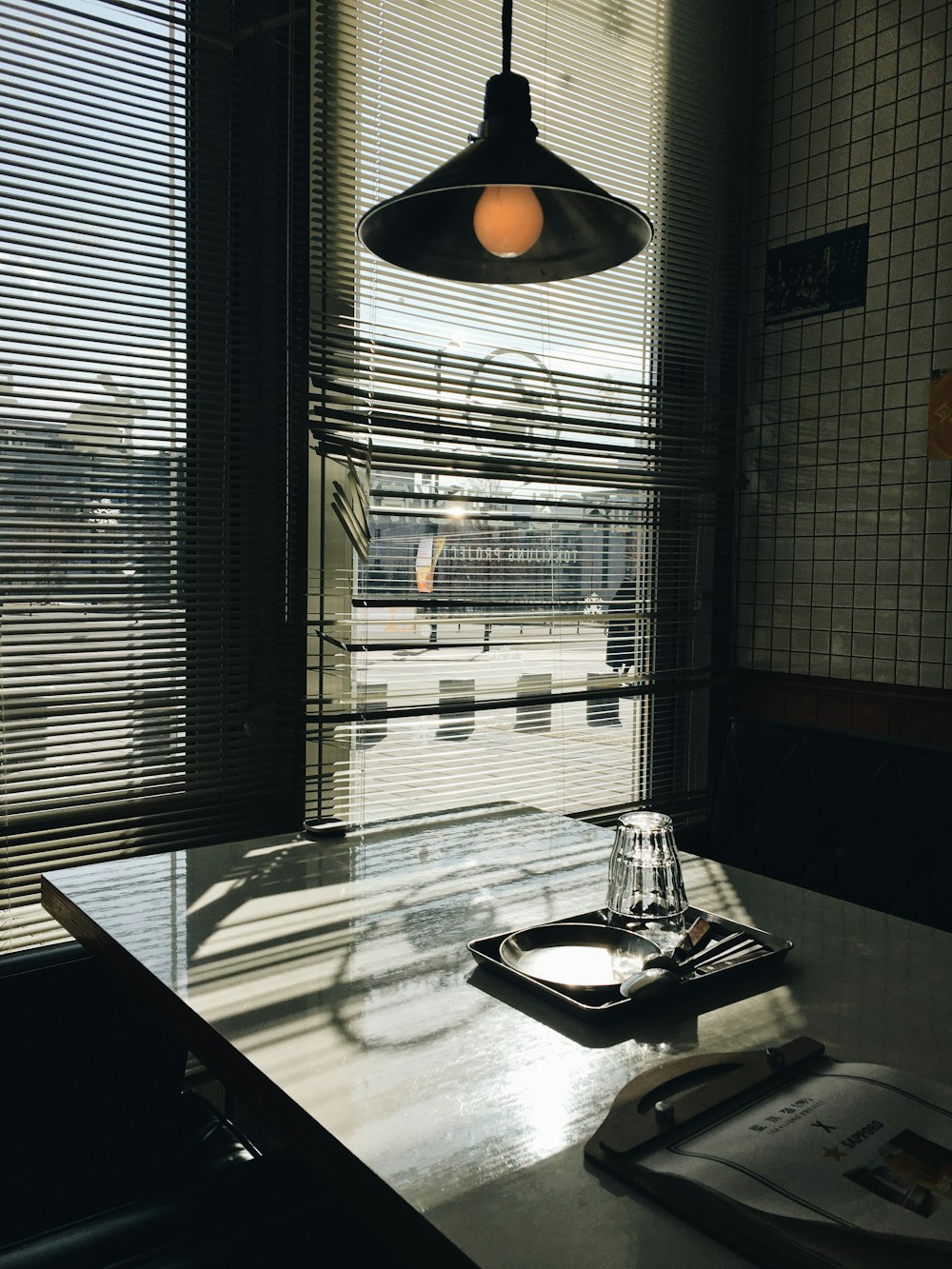 stainless steel sink near window