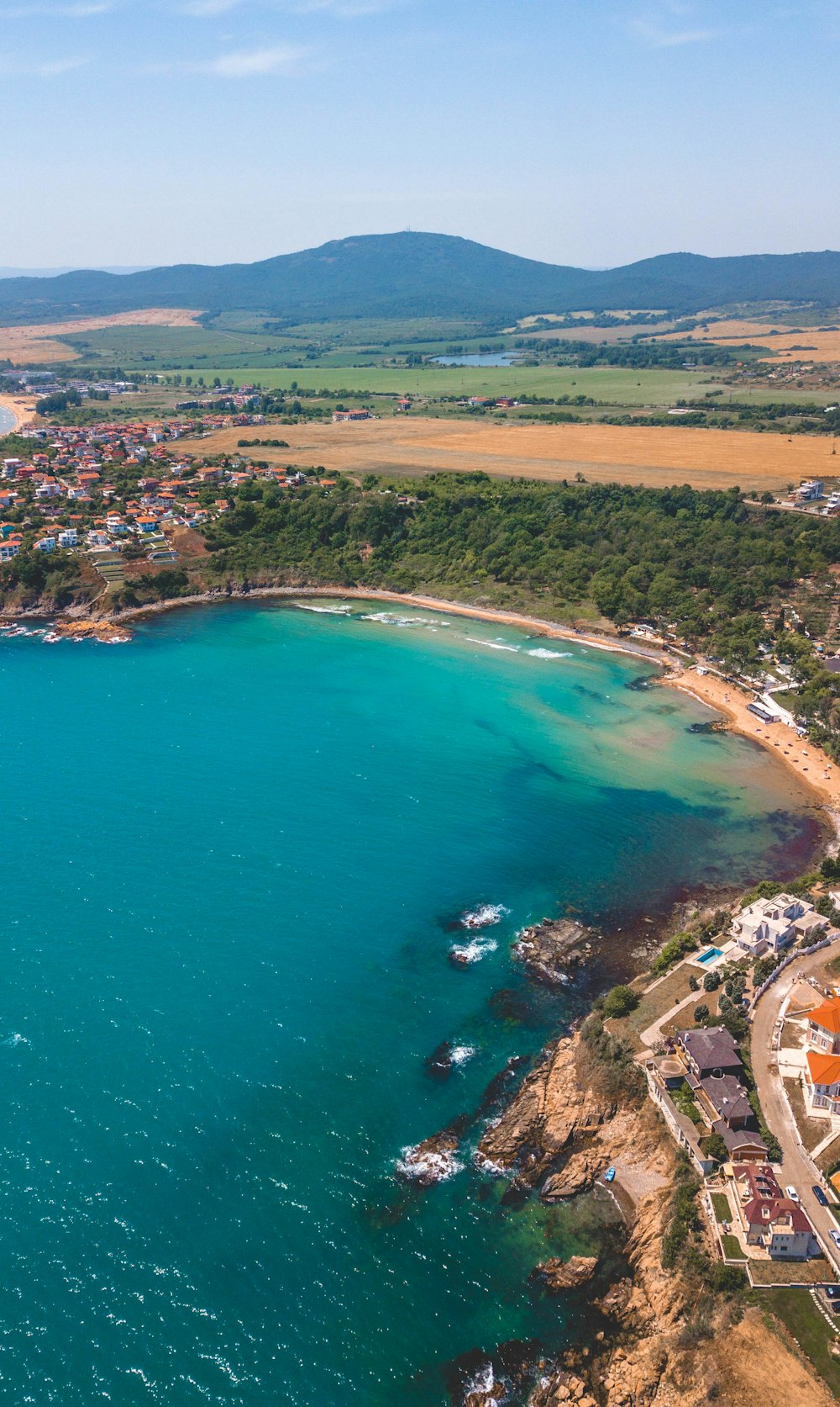 aerial view of green trees and blue sea during daytime