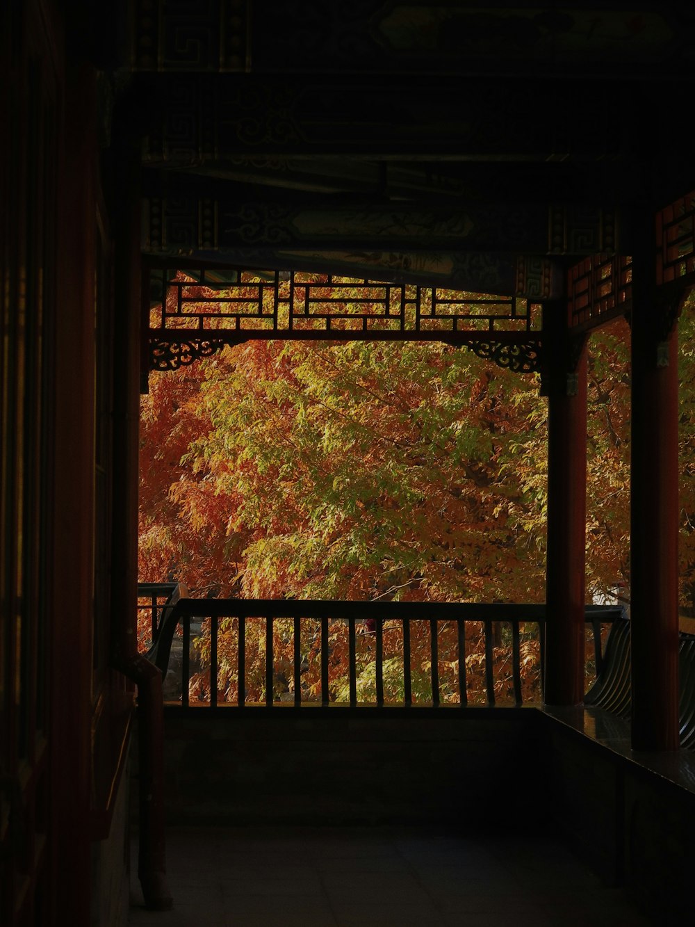 brown wooden bridge over green trees during daytime