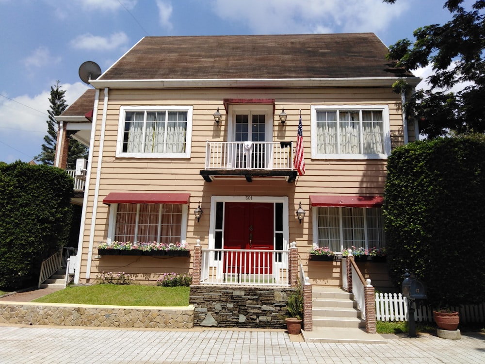 red and white wooden house