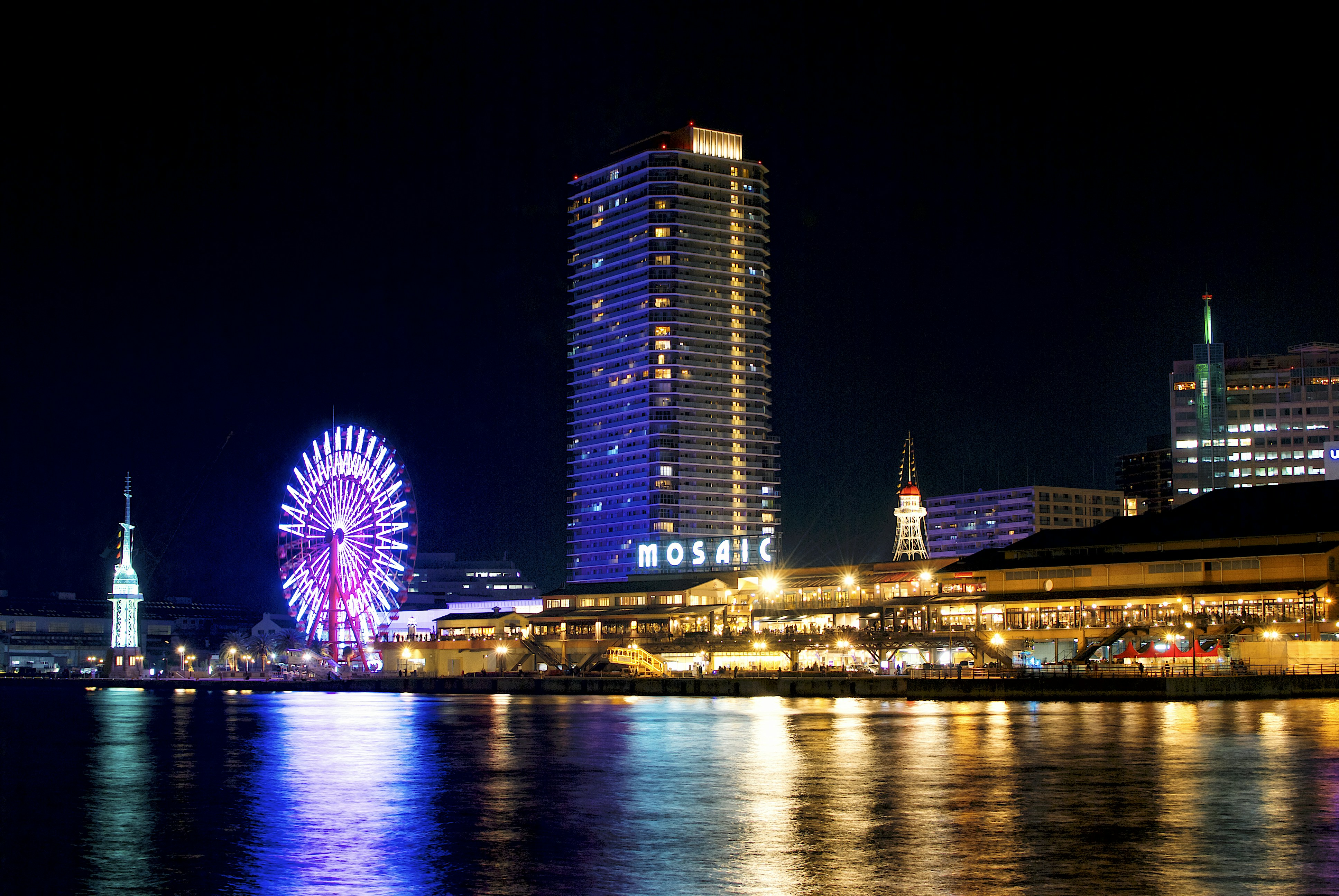 city skyline during night time