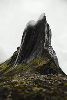 black and gray rock formation
