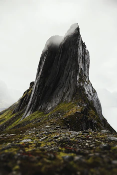black and gray rock formation