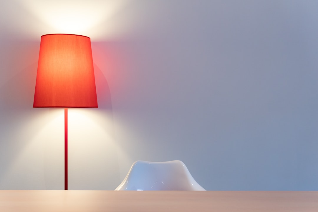 white and red table lamp