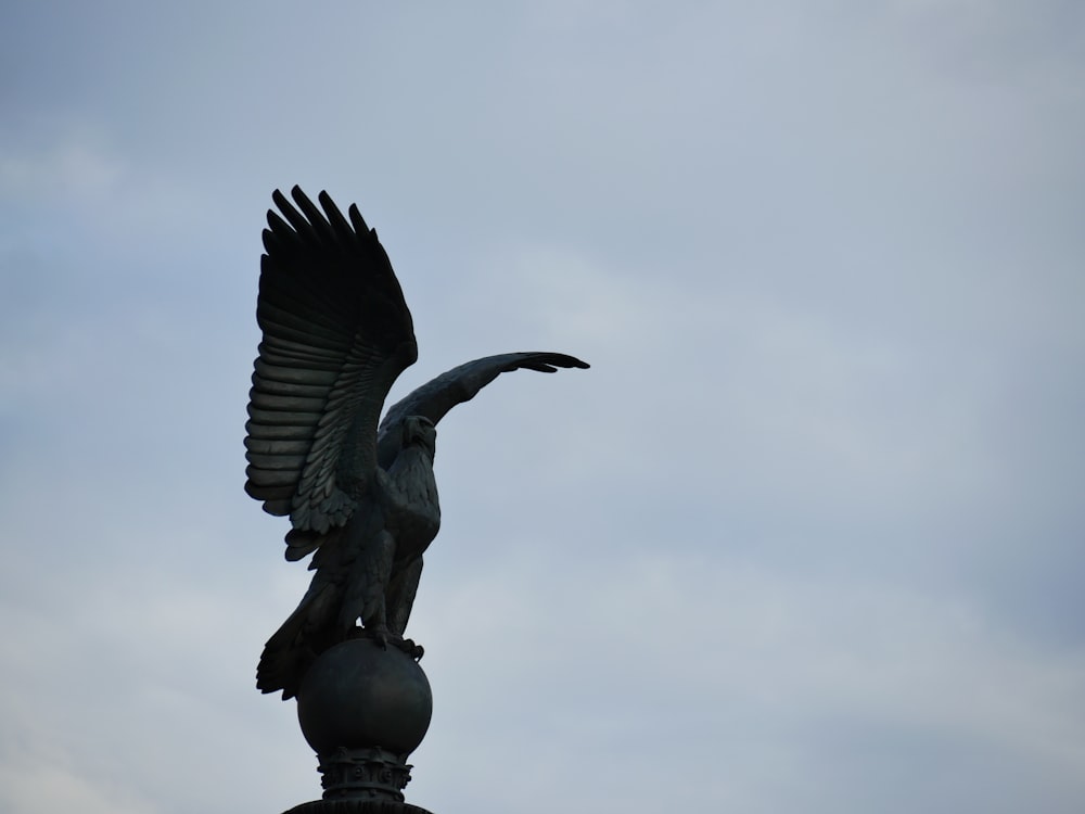 black and white bird statue