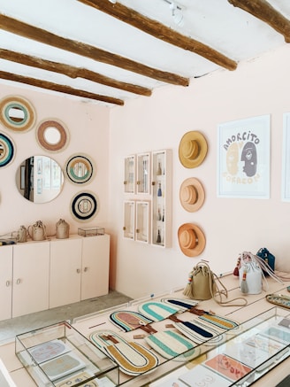 white wooden cabinet with assorted items