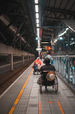 Community members navigating urban spaces with visible accessibility challenges