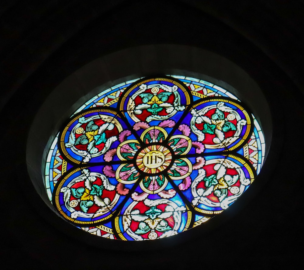 blue green and yellow floral glass