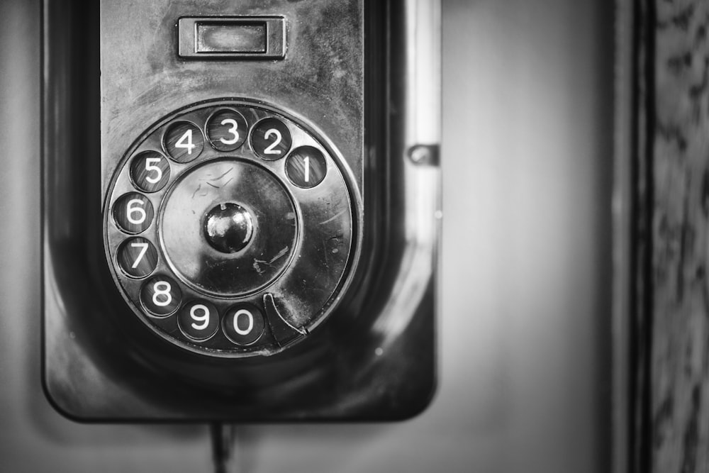 black and silver rotary phone